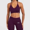 Ensemble de yoga sans couture : débardeur de sport, short et leggings de sport très élastiques pour la course et la gym