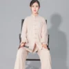 Costume Tai Chi Kung Fu en coton doux pour hommes et femmes, uniforme d'arts martiaux, veste et pantalon Wing Chun