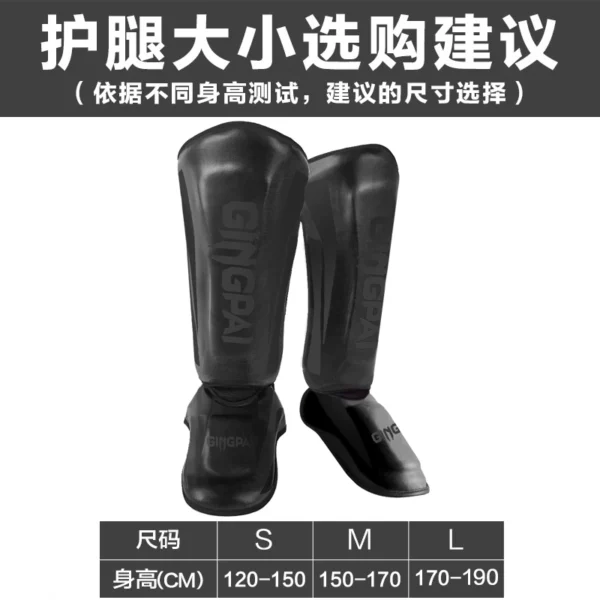 Une paire de protège-tibia de boxe en cuir PU de haute qualité, protection de cheville, MMA Muay Thai, jambières d'entraînement, protège-tibia léger