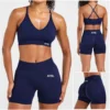 Ensemble de yoga sans couture : débardeur de sport, short et leggings de sport très élastiques pour la course et la gym