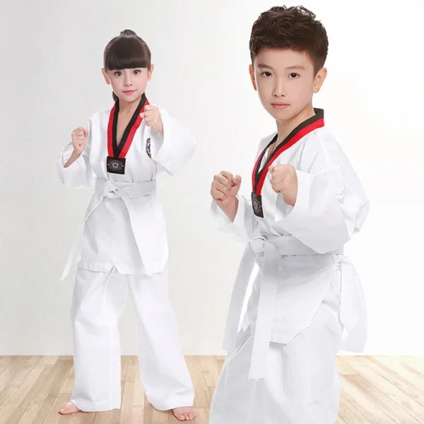 Costumes TKD à manches longues, uniformes de Taekwondo blancs, vêtements de karaté WTF Judo Dobok pour enfants et adultes, uniforme Gi unisexe 2025