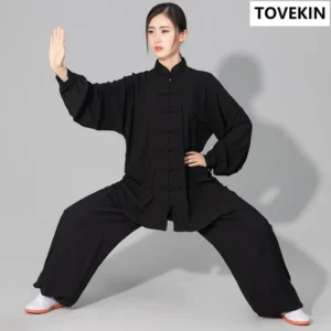 Costume Tai Chi Kung Fu en coton doux pour hommes et femmes, uniforme d'arts martiaux, veste et pantalon Wing Chun
