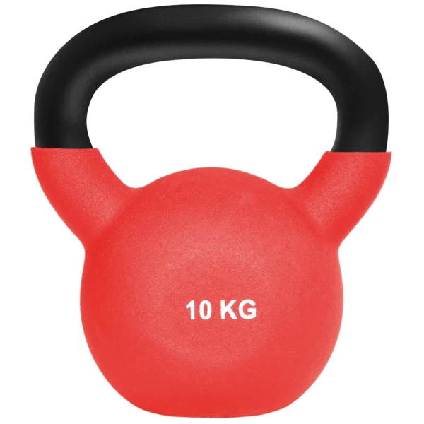 Poids russe de 10 kg en fer fondu avec revêtement en néoprène pour entraînement de force 19x12x22 cm Rouge