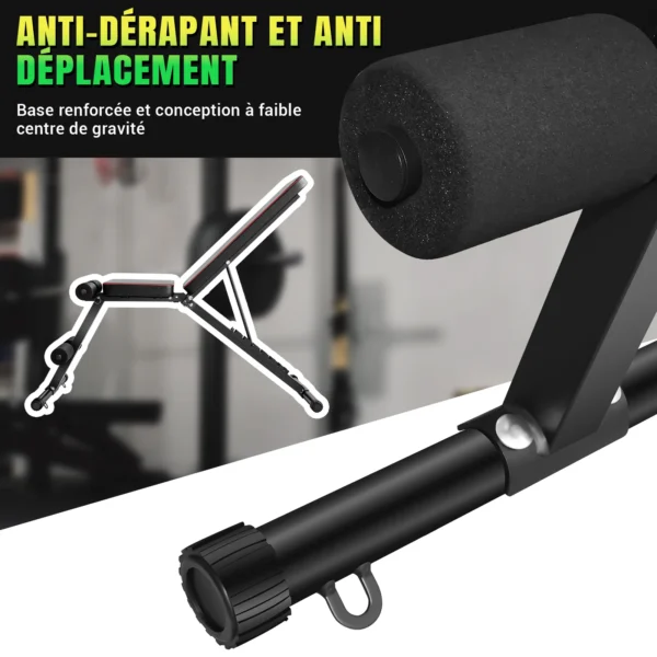 Banc de musculation réglable, banc d'entraînement robuste 300 kg, 7 positions réglables (105 ° , 120 ° , 135 ° , 150 ° , 165 ° , 180 ° , 195 ° Banc de musculation pliable rapide, inclinable/abaisseable, pour entraînement complet du corps à domicile