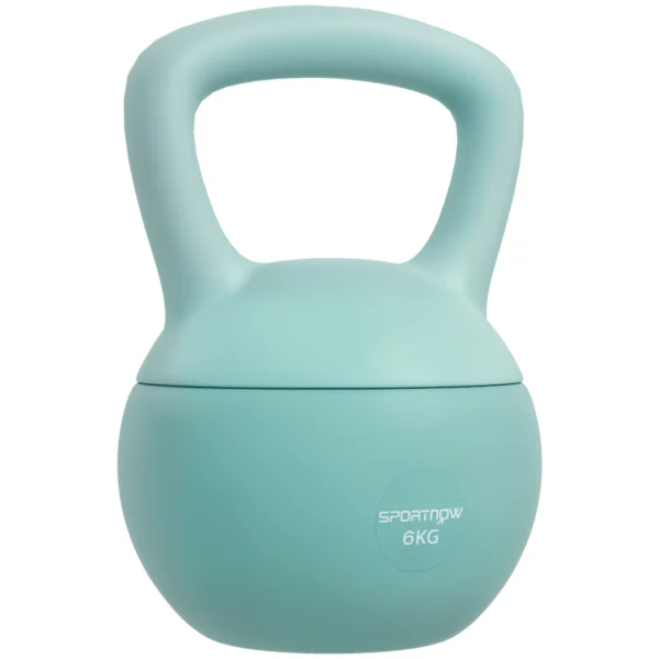 Pese Russe 6 kg Kettlebell Remplie d'Arène Métalique et Mangue Antiglissante pour Entraînement à domicile 19x19x28 cm Vert
