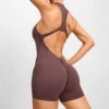 Combinaison de sport courte d'été sans manches pour femme, ensemble de gym, vêtements de yoga, combinaison une pièce pour l'entraînement, tenue de loisirs en plein air