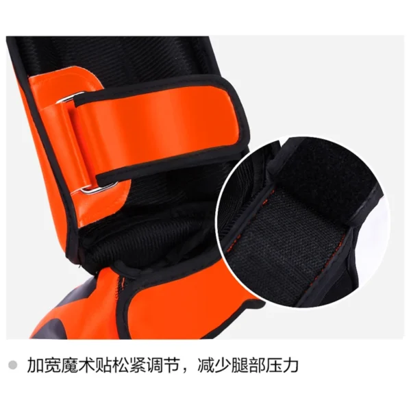 Une paire de protège-tibia de boxe en cuir PU de haute qualité, protection de cheville, MMA Muay Thai, jambières d'entraînement, protège-tibia léger