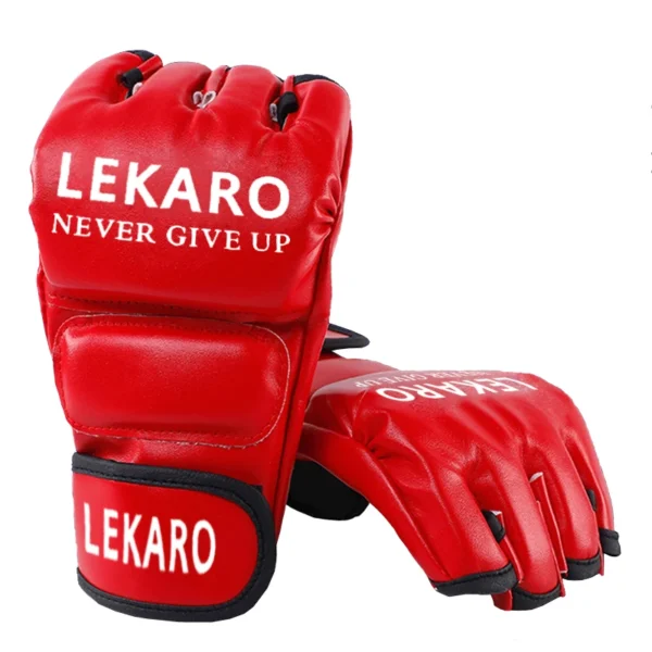 Gants de boxe professionnels MMA demi-doigt pour adultes, pour l'entraînement au Kickboxing Muay Thai