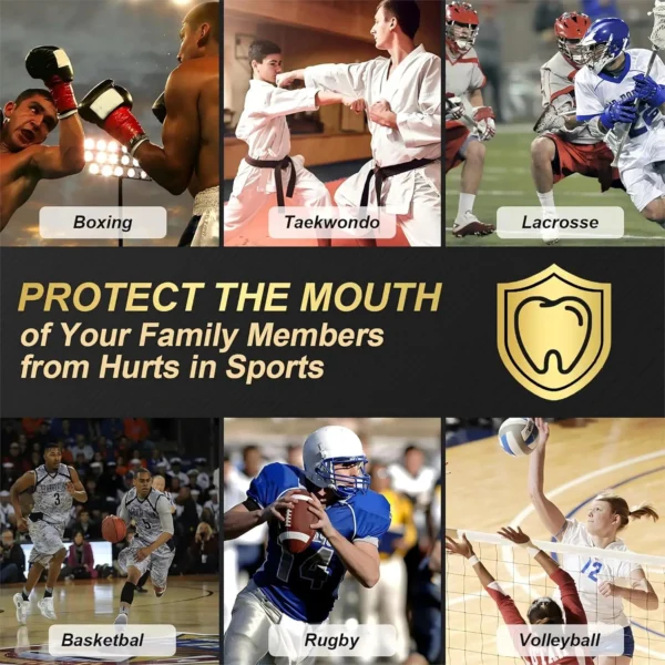 5 pièces protège-dents de boxe avec étui, protège-dents de sport pour adultes pour le football crosse basket-ball boxe football Taekwondo MMA karaté