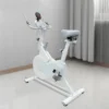 Vélo d'exercice vertical réglable, vélo d'exercice stationnaire pour entraînement à domicile, résistance magnétique, écran LCD ou LED, capacité de charge jusqu'à 176 lb (blanc)
