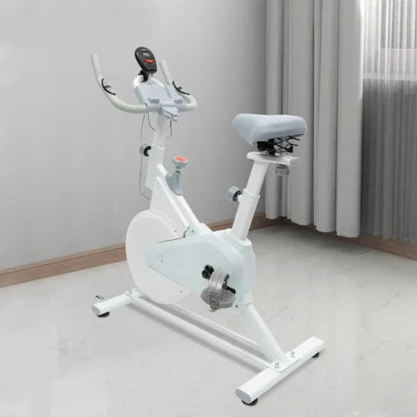 Vélo d'exercice vertical réglable, vélo d'exercice stationnaire pour entraînement à domicile, résistance magnétique, écran LCD ou LED, capacité de charge jusqu'à 176 lb (blanc)