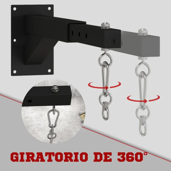 Support mural pour sac de boxe avec distance réglable, crochet rotatif, chaînes 45-65 cm, noir