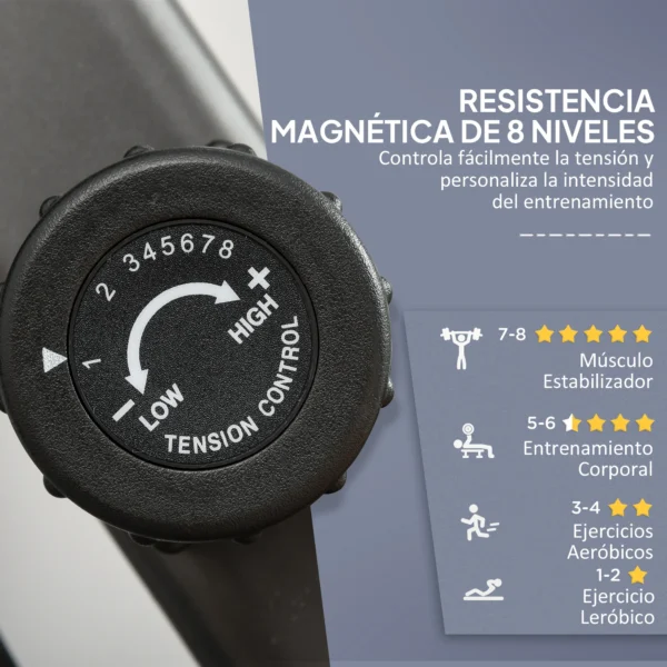 Vélo d'exercice avec 8 niveaux de dossier de résistance avec volant d'inertie de siège réglable, écran LCD et support