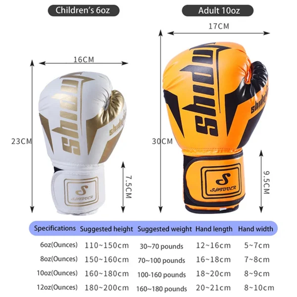 6/10 Oz PU respirant enfants adultes professionnel Sanda, Muay Thai, Taekwondo neutre respirant gants de boxe