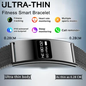 Nouveau bracelet intelligent de suivi de la forme physique, étanche IPX8, moniteur de fréquence cardiaque, moniteur de sommeil, podomètre, rappel d'appel, montre connectée pour hommes et femmes