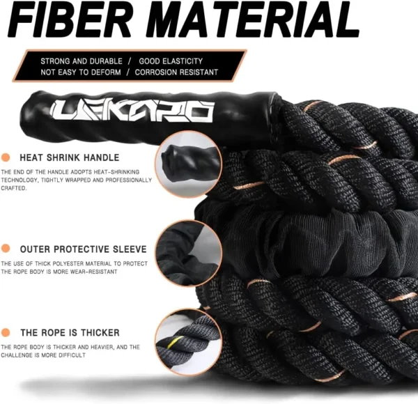 Corde à pondérée 18 mm x 3 M 2lb, pour Fitness, lourd, 10 pieds, pour femmes et hommes, entraînement au combat, Fitness