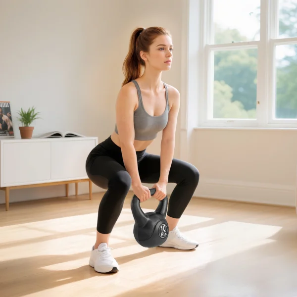 Pese Rusa de 10 kg Kettlebell Remplissement d'Arène avec Manche Large Antiglissant pour Entraînement 25x19x28 cm Noir