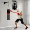 Support mural pour sac de boxe avec distance réglable, crochet rotatif, chaînes 45-65 cm, noir