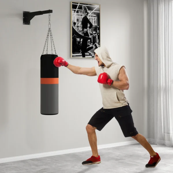 Support mural pour sac de boxe avec distance réglable, crochet rotatif, chaînes 45-65 cm, noir