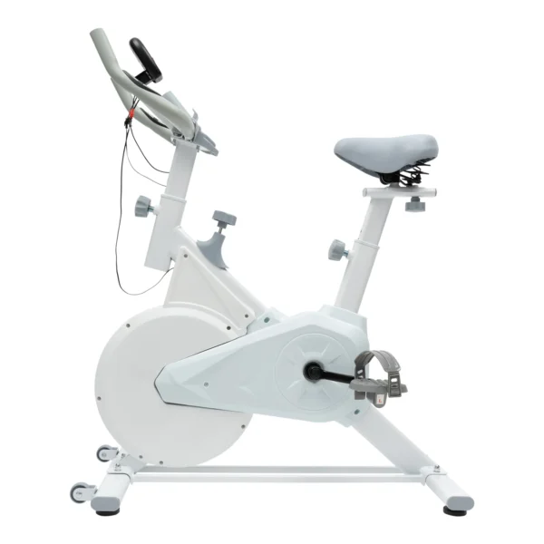 Vélo d'exercice vertical réglable, vélo d'exercice stationnaire pour entraînement à domicile, résistance magnétique, écran LCD ou LED, capacité de charge jusqu'à 176 lb (blanc)