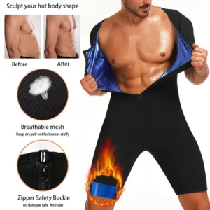 Sweat-shirt de Sauna 3 en 1 pour hommes, piégeage de la chaleur, perte de poids, modelant tout le corps, Short d'entraînement à manches courtes, combinaisons d'exercice et de Fitness