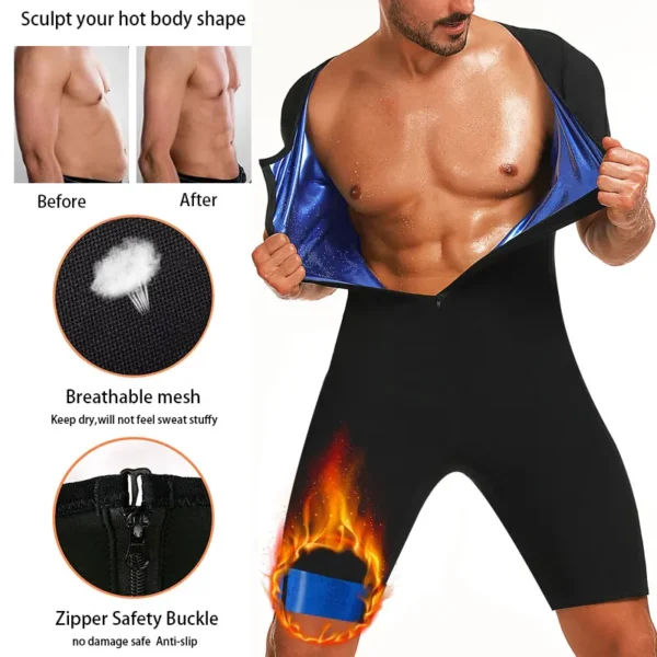 Sweat-shirt de Sauna 3 en 1 pour hommes, piégeage de la chaleur, perte de poids, modelant tout le corps, Short d'entraînement à manches courtes, combinaisons d'exercice et de Fitness