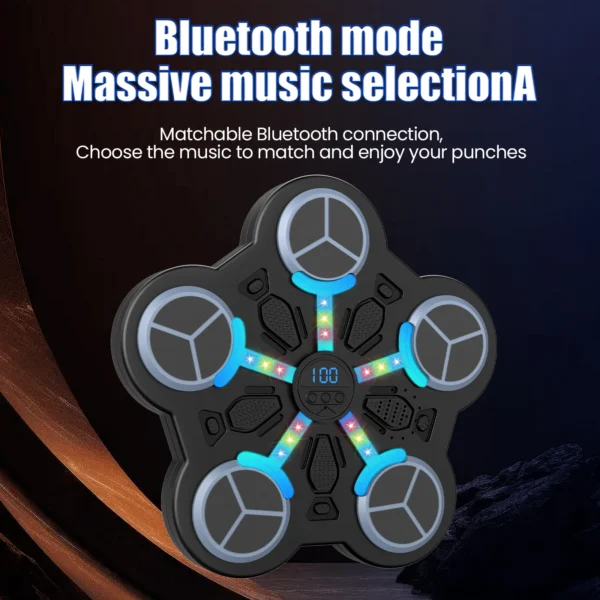 Machine musicale intelligente de boxe murale pour enfants, anti-stress, avec Bluetooth, entraîneur de frappe 3 vitesses, volume réglable, lumière rythmique LED, affichage des scores, rechargeable USB, ABS PU