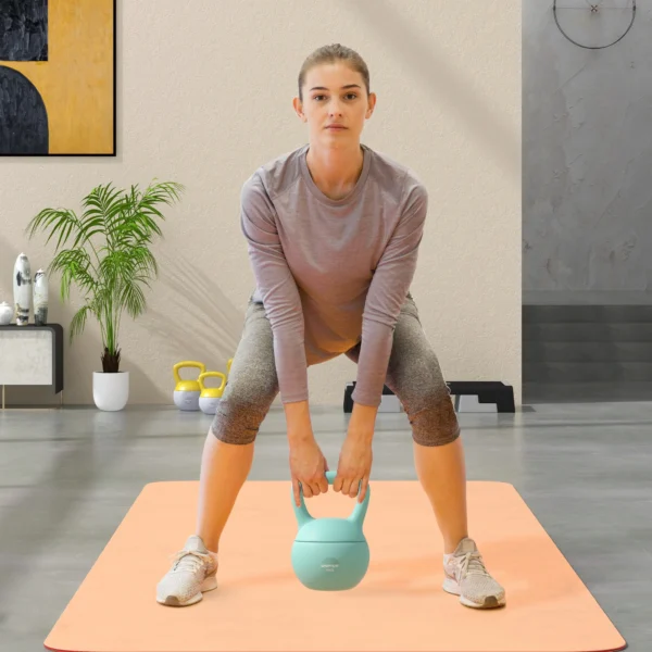 Pese Russe 6 kg Kettlebell Remplie d'Arène Métalique et Mangue Antiglissante pour Entraînement à domicile 19x19x28 cm Vert