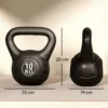 Pese Rusa de 10 kg Kettlebell Remplissement d'Arène avec Manche Large Antiglissant pour Entraînement 25x19x28 cm Noir