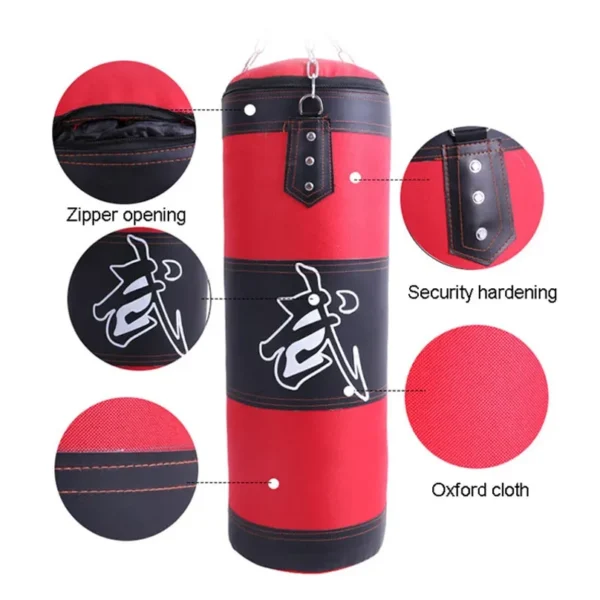Sac de frappe lourd pour la boxe avec crochet de plafond et chaîne en acier – Entraînement fitness MMA, Kickboxing, Muay Thai, Karaté, Taekwondo