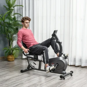 Vélo d'exercice avec 8 niveaux de dossier de résistance avec volant d'inertie de siège réglable, écran LCD et support