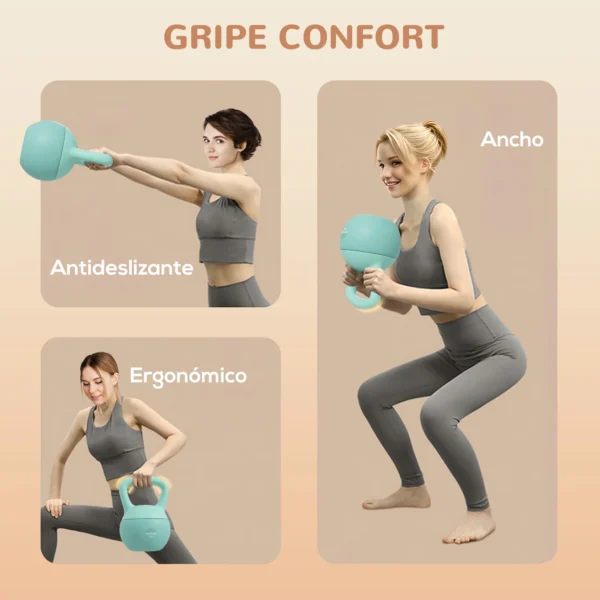 Pese Russe 6 kg Kettlebell Remplie d'Arène Métalique et Mangue Antiglissante pour Entraînement à domicile 19x19x28 cm Vert