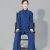 Costume Tai Chi Kung Fu en coton doux pour hommes et femmes, uniforme d'arts martiaux, veste et pantalon Wing Chun