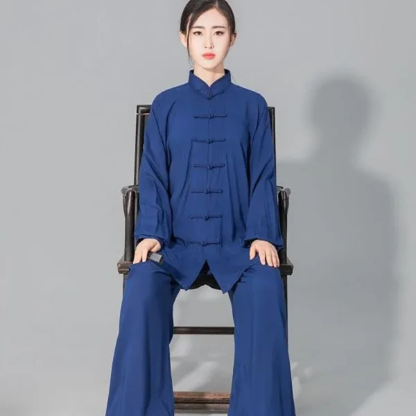 Costume Tai Chi Kung Fu en coton doux pour hommes et femmes, uniforme d'arts martiaux, veste et pantalon Wing Chun