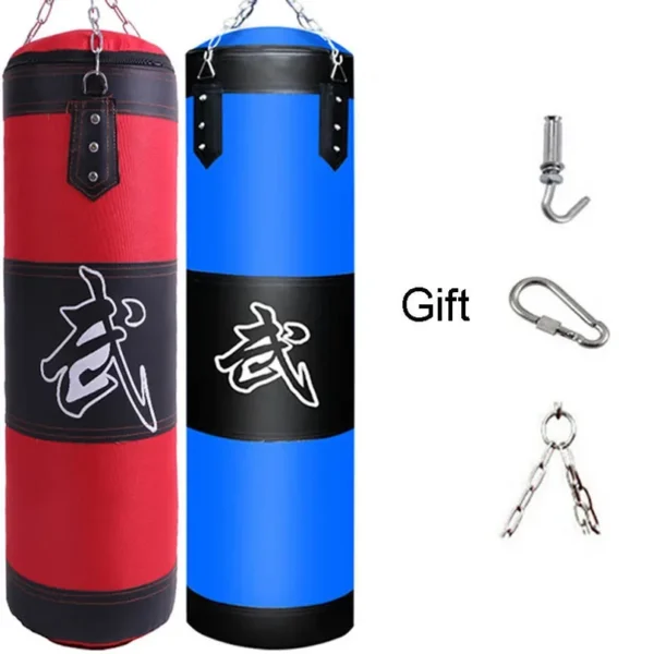 Sac de frappe lourd pour la boxe avec crochet de plafond et chaîne en acier – Entraînement fitness MMA, Kickboxing, Muay Thai, Karaté, Taekwondo