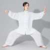Costume Tai Chi Kung Fu en coton doux pour hommes et femmes, uniforme d'arts martiaux, veste et pantalon Wing Chun