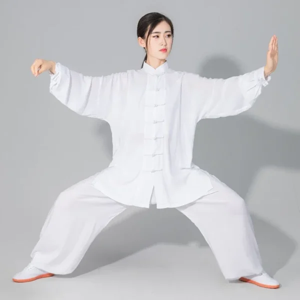 Costume Tai Chi Kung Fu en coton doux pour hommes et femmes, uniforme d'arts martiaux, veste et pantalon Wing Chun