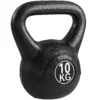 Pese Rusa de 10 kg Kettlebell Remplissement d'Arène avec Manche Large Antiglissant pour Entraînement 25x19x28 cm Noir
