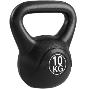 Pese Rusa de 10 kg Kettlebell Remplissement d'Arène avec Manche Large Antiglissant pour Entraînement 25x19x28 cm Noir