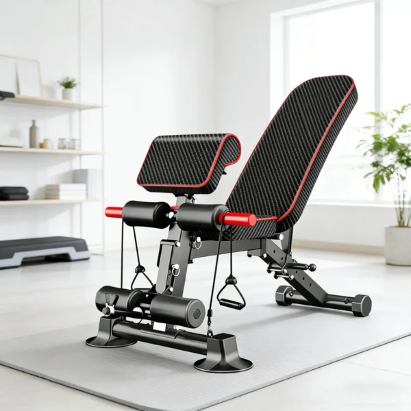 Banc de musculation réglable pour exercices complets du corps avec bandes de résistance, pour levée de poids, sit-ups et entraînements à domicile