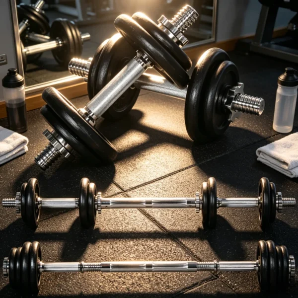 Ensemble d'haltères réglables 2-en-1, haltères et barre de 20 kg avec tube de connexion, antirouille et antidérapant pour un entraînement efficace
