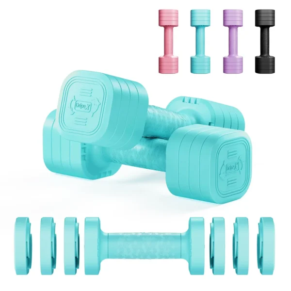 Ensemble d'haltères réglables, 2,5 kg, 5 kg, 10 kg, paire d'haltères 4-en-1, ensemble d'haltères pour femmes et hommes avec poignée antidérapante