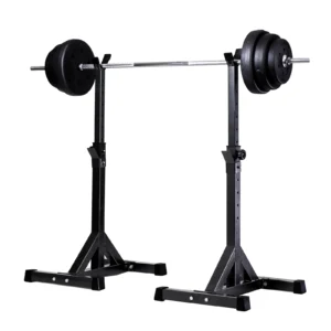 Repose Barre Musculation Support De Haltère Rack à Squat Réglable En Hauteur 105-160 cm - Noir
