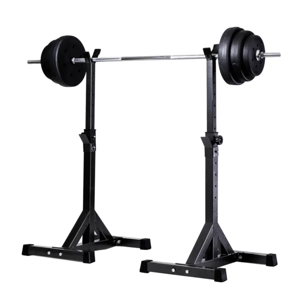 Repose Barre Musculation Support De Haltère Rack à Squat Réglable En Hauteur 105-160 cm - Noir
