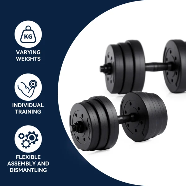 Ensemble d'haltères réglables, haltères de 20 kg, poids pour la musculation à domicile