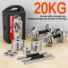 Ensemble d'haltères réglables 10/20 kg, haltères chromées, idéal pour les passionnés de fitness pour l'entraînement de force