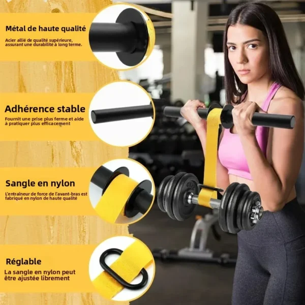 Rouleau de poignet réglable pour l'entraînement des avant-bras à domicile, avec poignée épaissie antidérapante, équipement de fitness pour le haut du corps