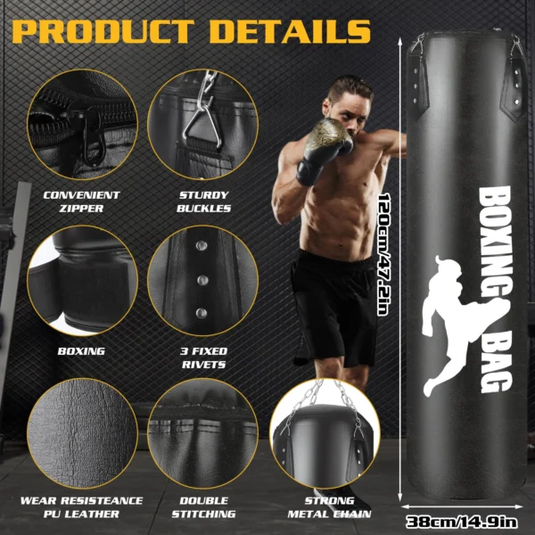 Sac de frappe suspendu pour adultes, équipement d'entraînement de boxe professionnel, Muay Thai, Kickboxing, sacs de frappe non remplis