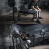 Repose Barre Musculation Support De Haltère Rack à Squat Réglable En Hauteur 105-160 cm - Noir