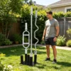 Support vertical pour haltères, support de rangement pour haltères, support vertical pour haltères avec 5 trous, 5 supports pour barres, support de rangement pour barres d'angle pour la salle de sport à domicile